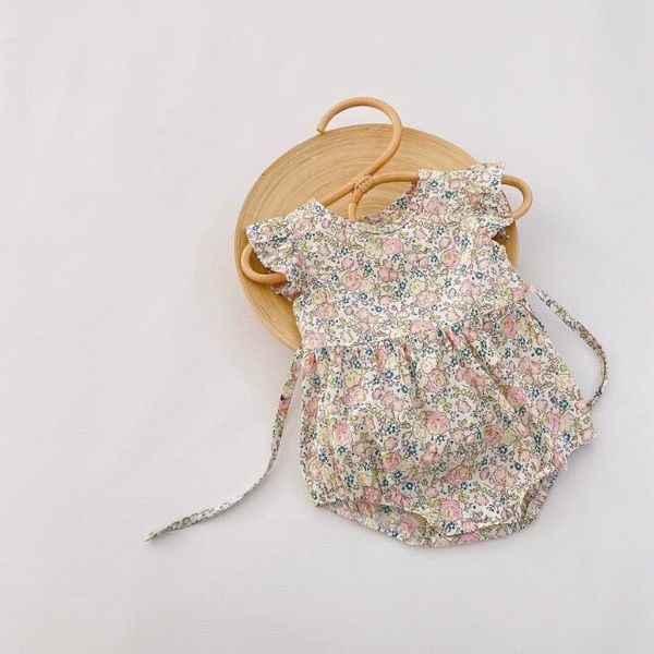 

2020 new babys girls printed romper summer cotton baby jumpsuit 6m-2t qa622, Blue