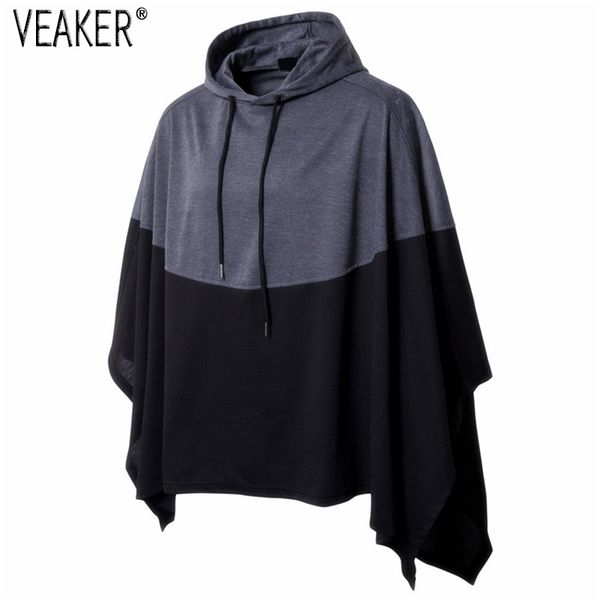 

2018 new men hoodies hooded coat male hip hop mantle sweatshirts hoodies long sleeves cloak jacket outwear m-2xl, Black