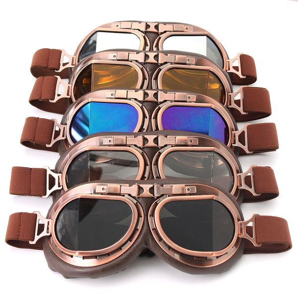 

vintage pilot helmet steampunk copper motorcycle scooter helmet glasses goggles anti uv