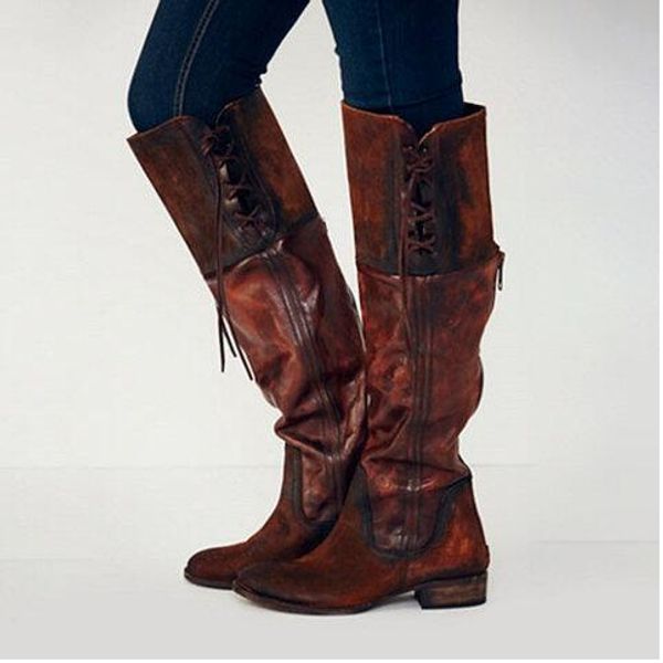 

новых колено высоких женщин мотоцикла сапоги из мягкой кожи круглого носок шнуровки зима леди меда пятка мартеновских пинетки 3 цвета большо, Black