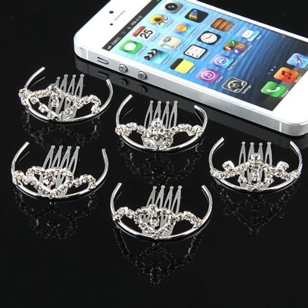 

sale 5x rhinestone crown comb hair clip bridal tiara 38-42mm hot, Golden;silver