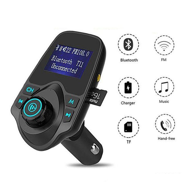 Bluetooth Araç Kiti FM Ses Verici Radyo Adaptörü USB Şarj Paketi ile TF / Mikro SD Kartı Destekler