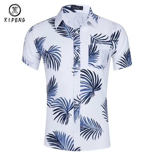 

summer hawaii shirt men 2020 short sleeve mens beach shirts palm tree mens dress shirts casual slim fit floral hawaiian shirt, White;black