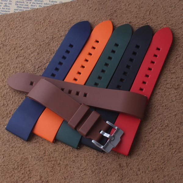 

20mm 22mm 24mm new men black blue orangewaterproof watchband diving silicone rubber watch bands strap ing, Black;brown