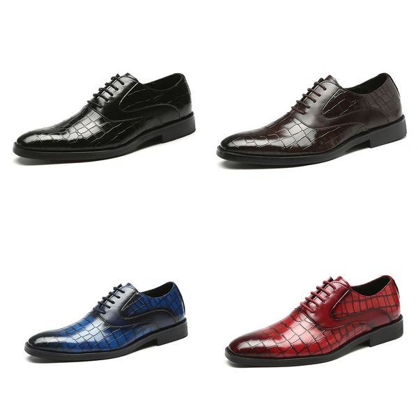 

formal men's crocodile pattern leather shoes pointed toe casual party office oxford platform shoes men zapatos de hombre, Black