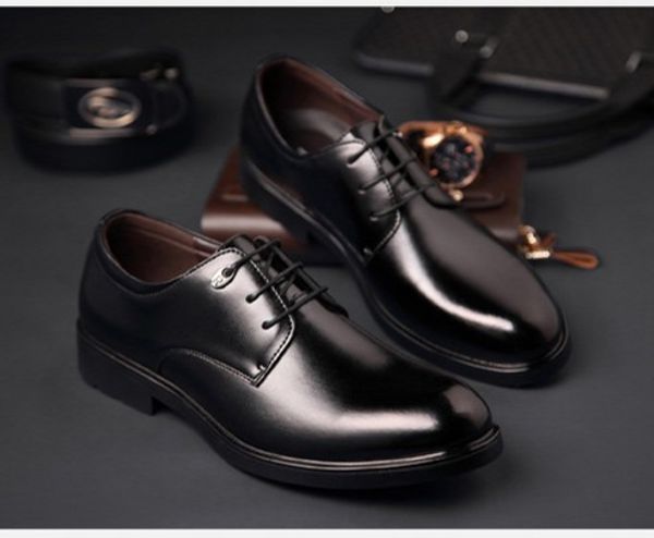 

2019 new fashion business dress men shoes new classic leather men's suits shoes fashion slip on dress men comfortable qu, Black