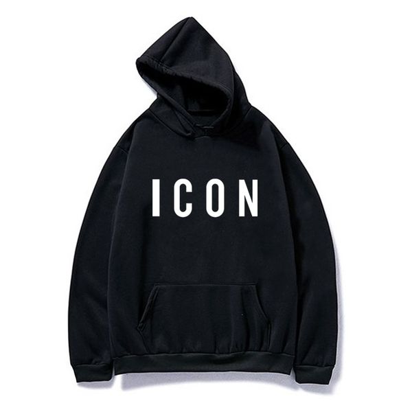 

icon print mens hoodies 2019 autumn winter sweatshirt fashion hoodie casual hip hop sweatshirt autumn new men tracksuit, Black