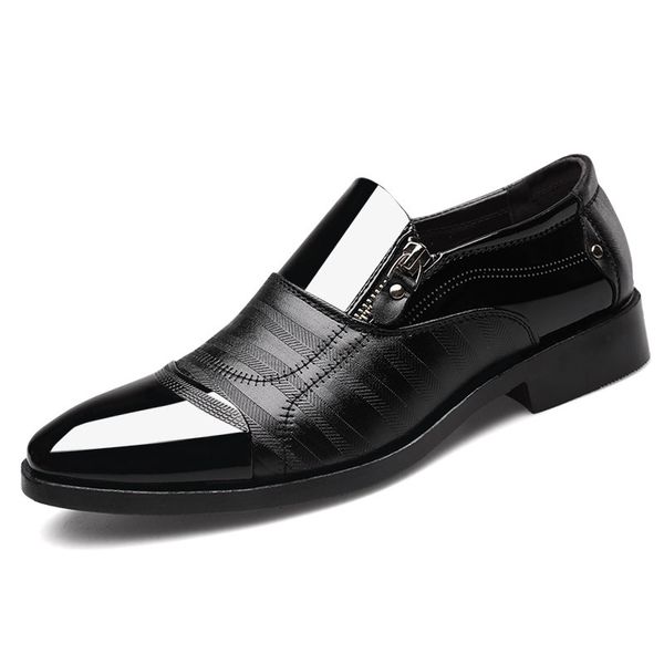 

men business patent leather casual shoes mens oxford shoes man formal wedding office male dress size 48, Black