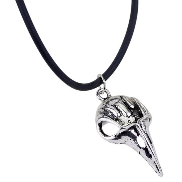 

vintage ravens pendant crow skull necklace gothic style fashion jewelry, Silver