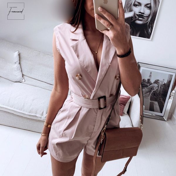

vintage fashion sashes khaki romper playsuit spring summer pockets button women elegant zipper jumpsuit office ladies, Black;white