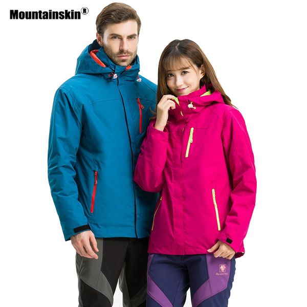 

mountainskin men women 2 pieces winter fleece thermal jacket outdoor sport windbreaker hiking skiing camping warm coats va318, Blue;black