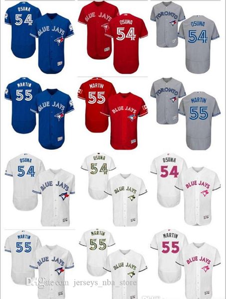 

пользовательские мужчины женщины молодежь торонто синий оптовой джейс джерси # 54 роберто osuna 55 рассел мартин синий белый серый бейсбол т, Blue;black