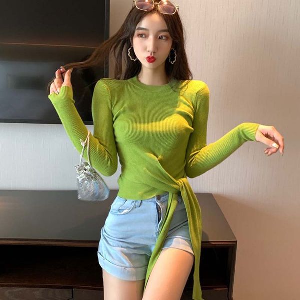 

fashion o-neck bow long-sleeved sweater slim women knitting shirt female sweaters, White;black