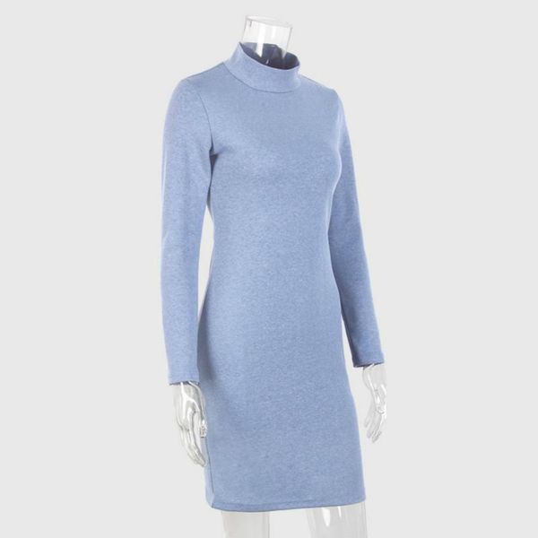 

новый синий вязаный винтажное платье 2020 году женщины осень зима сексуальный тонкий bodycon vestidos длинным рукавом о-образным вырезом вод, Black;gray