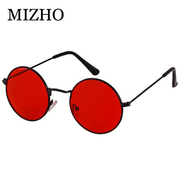

mizho 2020 vintage red men sunglasses women retro punk style round metal colorful lens sun glasses fashion eyewear hip hop, White;black