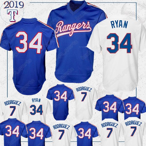 

Texas jerseys Rangers 34 Nolan Ryan 7 Ivan Rodriguez jersey baseball shirts 2019 top quality shirts