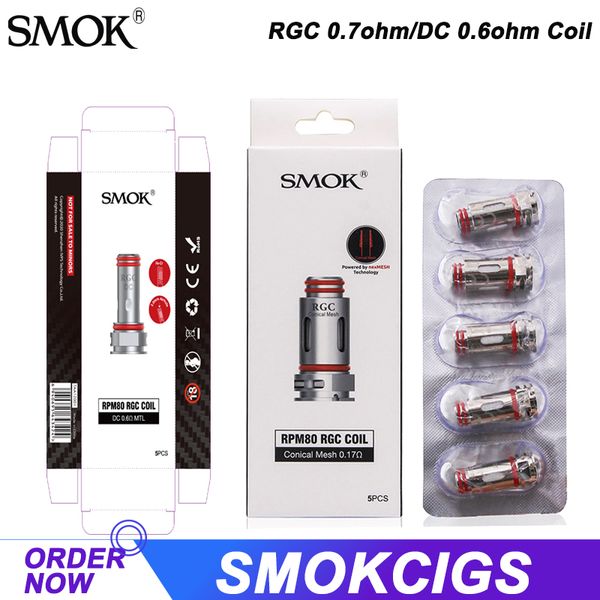 

Смок RGC Coil 0.17ohm RGC коническая сетка Катушка RGC DC 0.6ohm MTL подходят Fetch Pro / RPM80 / RPM80 Pro POD Kit Аутентичные