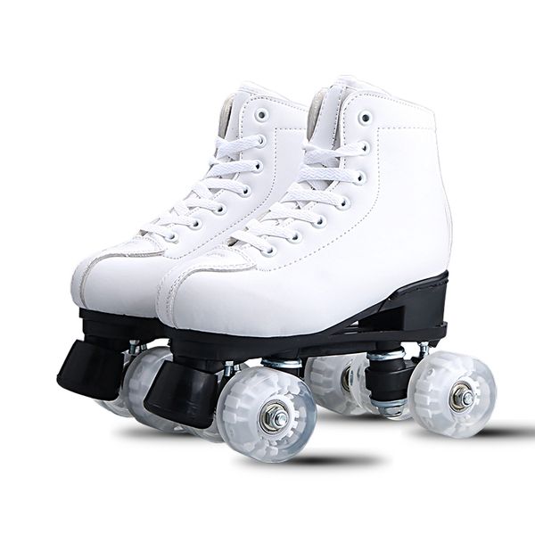 

double-row skates white black roller skates male and female double-row roller outdoor sports shoes