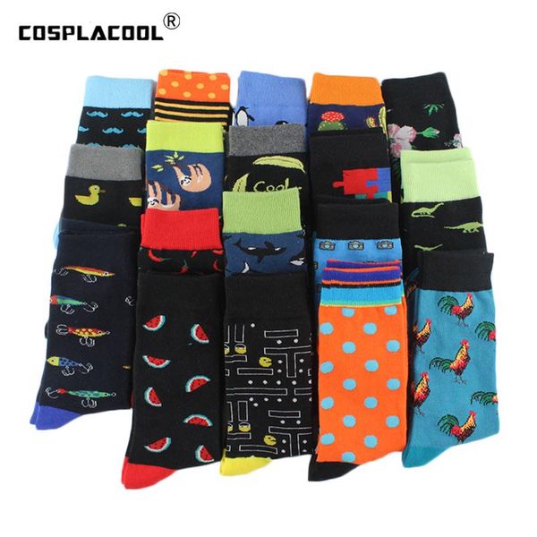 

cosplacool]cool mens harajuku hip hop crew socks funny street big size socks men divertidos skateboard animal chaussette homme, Black