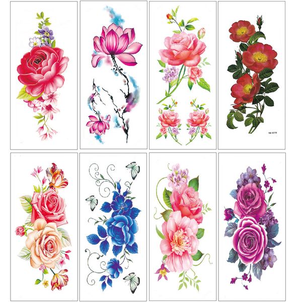 Acheter 3d Réaliste Rose Fleur Sexe Tatouages Temporaires Imperméables Femmes Flash Tatouage Bras épaule Grandes Fleurs Autocollants De 4569 Du