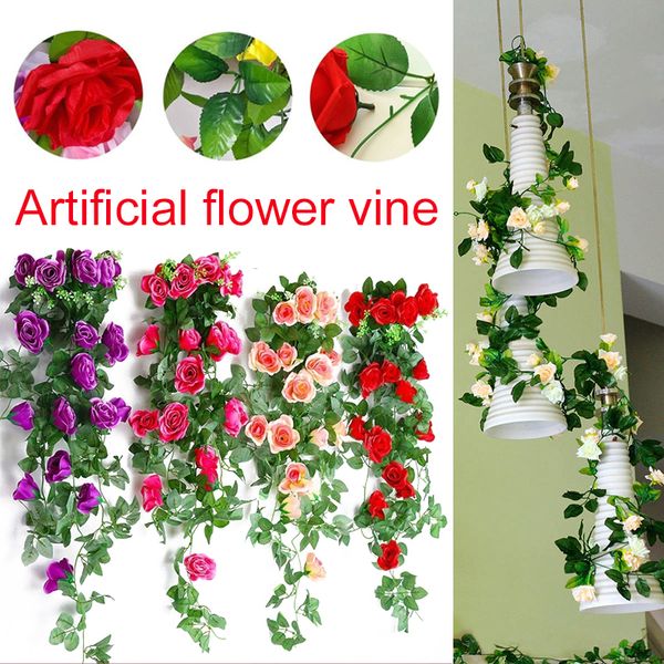 

моделирование розовые лозы роза цветок строка искусственные цветы 2.4 м эмуляция мода красивый орнамент праздничные принадлежности