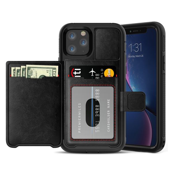 

for iphone 11 case luxury leather wallet case with card slots tpu shockproof protective cover phone case for iphone 11 pro max