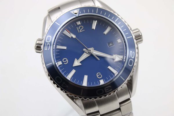 

300m luxury watch automatic movement 43 mm blue dial blue frame sapphire glass case 316 stainless steel with gentleman watch sport watch, Slivery;brown