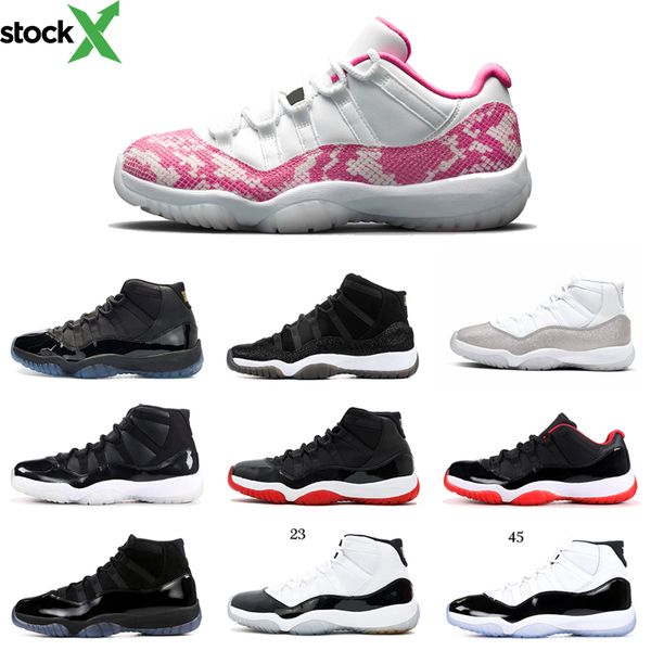 

11 men basketball shoes 11s snakeskin cap and gown concord orange trance bred women mens trainer sports sneakers 5.5-13, Black