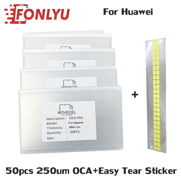 

50pc 250um oca optical clear adhesive for huawei honor play 8a/7 v9/4play/8 7 6 5 4 x v8 9 10 oca glue touch glass lens film