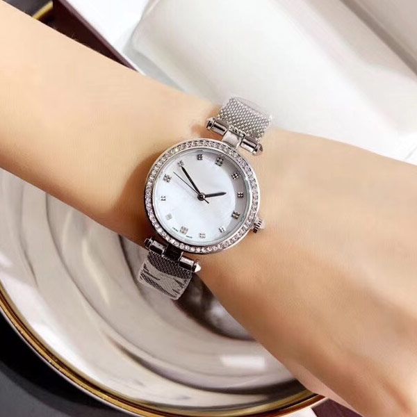

платье женщины смотреть top 32мм rhinestone циферблат из розового золота из нержавеющей стали группа кварцевые часы для дам лучший подарок m, Slivery;brown