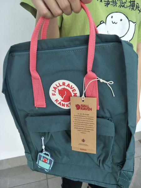 kanken backpack green and pink