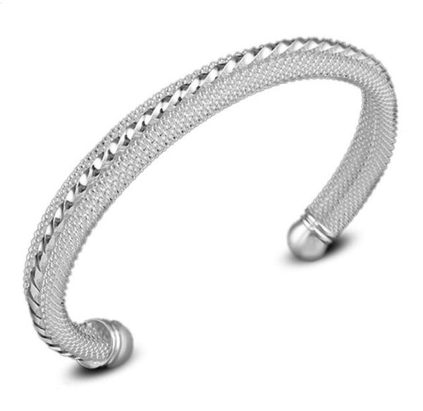 

fashion sterling silver plated bracelet valentine gift charms bangle 925 silver bracelets party jewelry high quality, Black