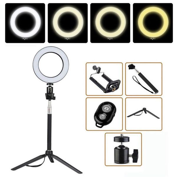 

14.5/16/20cm dimmable led ring light studio camera phone pgraphy selfie lamp live fill-in light with tripods phone clip