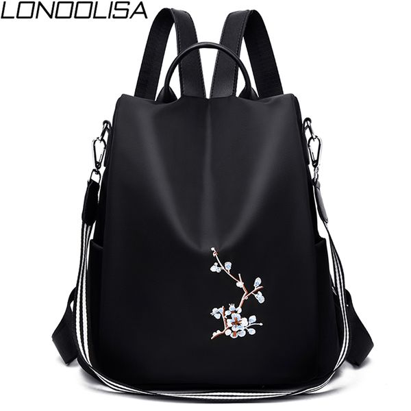 

elegant women embroidery backpacks mochila feminina 3 in 1 light school bag for girls rucksack anti-theft design travel backpack