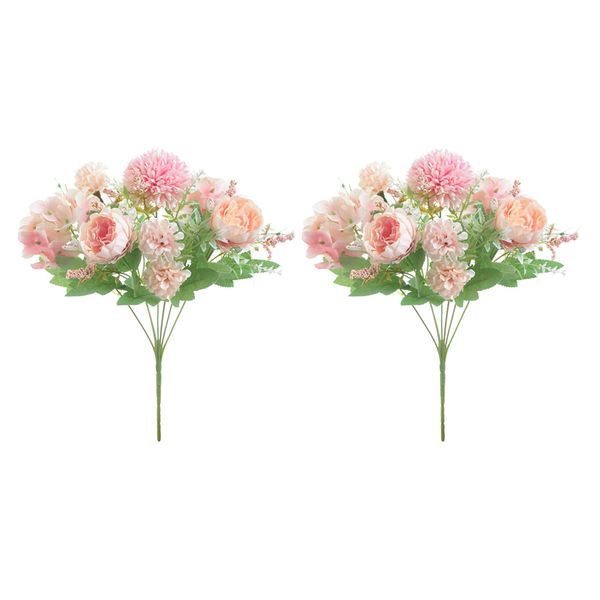 

2x 7-head fake peony flower artificial hand flower wedding decor light pink