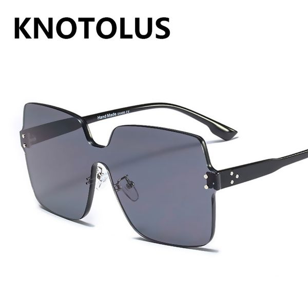 

knotolus 2019 rivets sunglasses women men brand designer square sun galsses retro vintage rimless candy colors big frame glasses, White;black