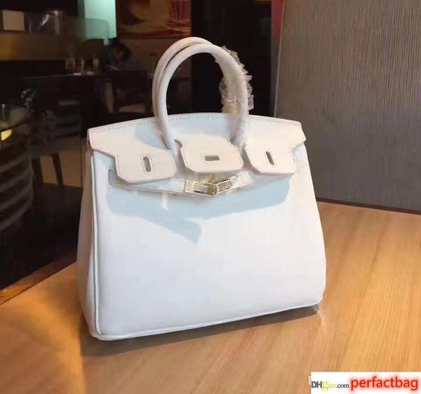 

25cm 30cm 35cm brand women totes white color with better lock genuine leather shoulder bags lady handbag ing