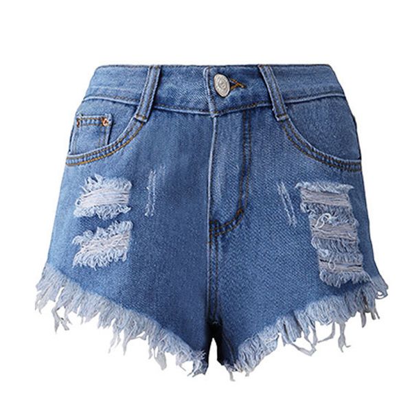 

women sexy tassel hole shorts jeans denim short pants z2019, Blue