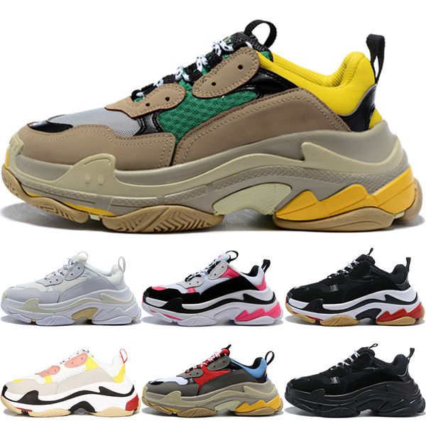

designer paris 17fw triple-s sneaker for men women triple s casual dad shoes women beige black pink sports casual shoe 36-45