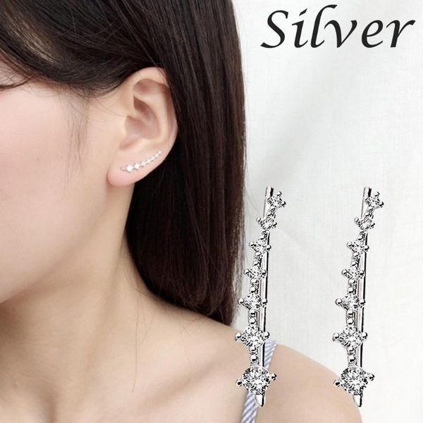

elegant women earrings simple and stylish inlaid with seven zircon ladies earrings gifts pendientes mujer moda, Golden;silver