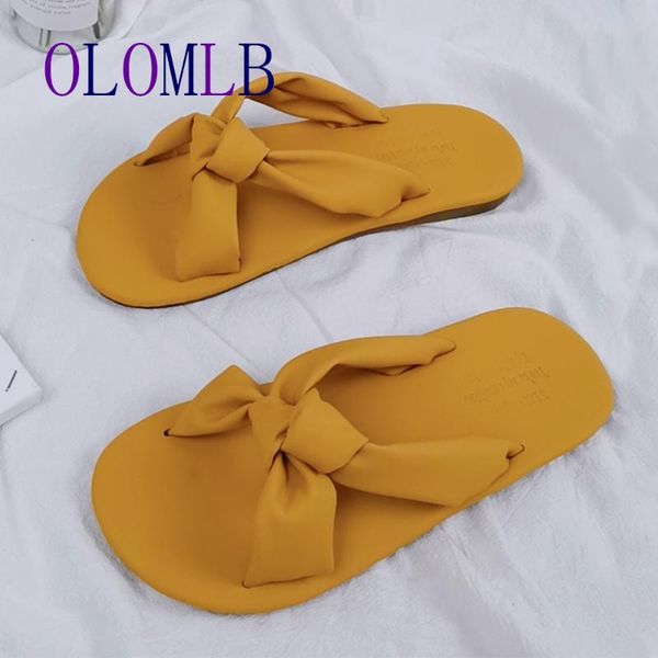 

2020 new summer bow knot ladies slippers women shoes outside fashion slides casual shoes woman slippers a726, Black