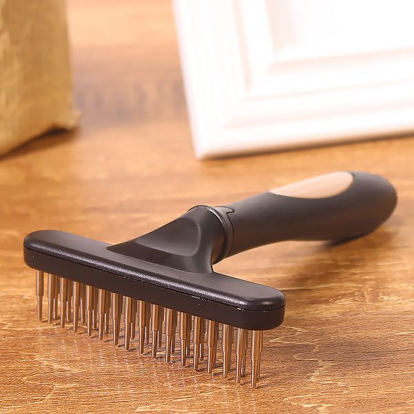 

double row pins professional pet undercoat rake cats dogs comb brush loosen wet dry use grooming pet supplies dematting tools