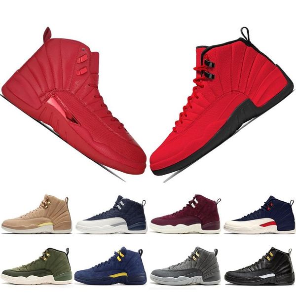 

with box 12 cny chinese new year dark grey bordeaux purple black blue men retro basketball shoes 12s wntr white ovo sneakers