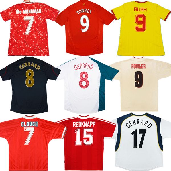 

retro torres rush dalglish soccer jersey 92 93 94 95 96 97 98 04 05 06 08 09 2001 fowler ancient football shirt, Black;yellow