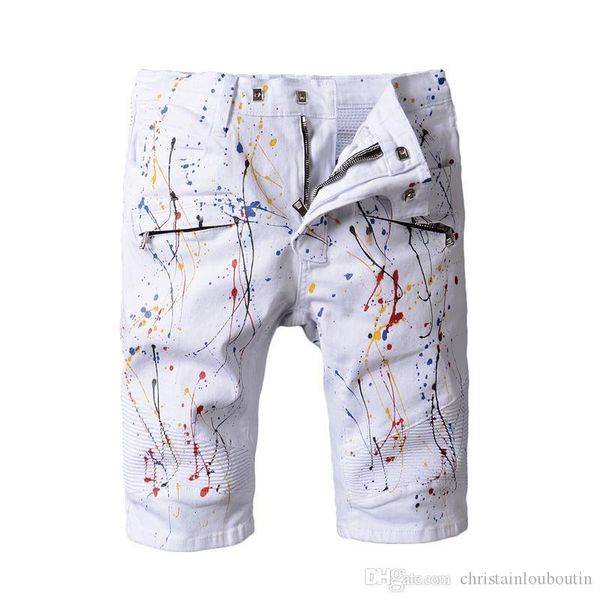 

balmain джинсовых шорт дизайнерских джинсы white casual street брюки мотоцикл камуфляж jeans вдохновение art kanye west брюки, Blue