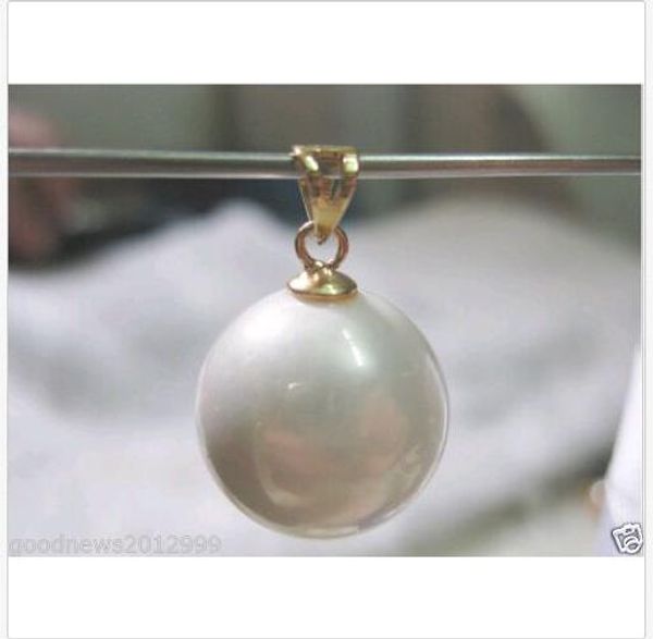 

huge 16mm white south sea shell pearl 14k gold pendant, Silver