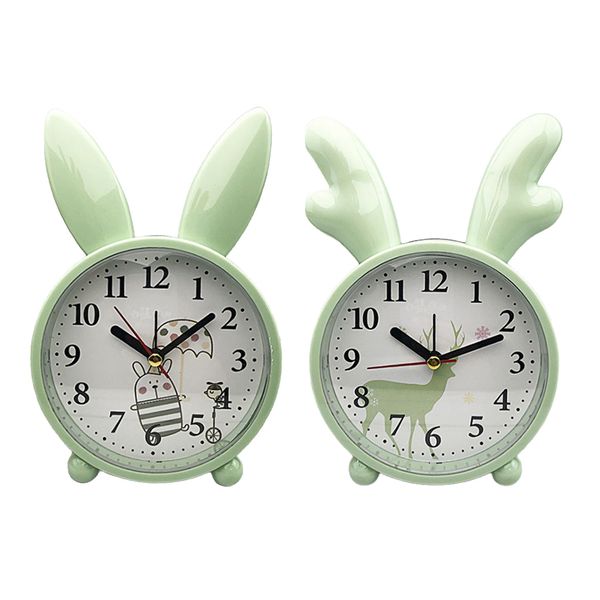 

2x скандинавский стиль мультфильм будильник кварцевые часы немой для студентов офиса