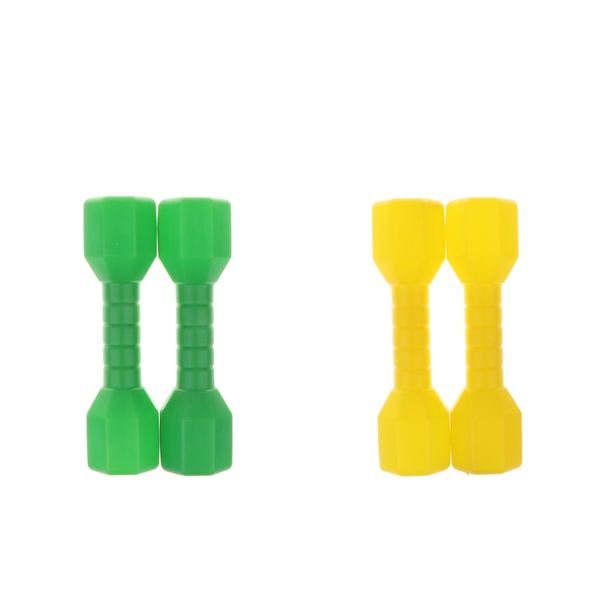 

2 pairs plastic lightweight dumbbell outdoor exercise kids toy yellow/green