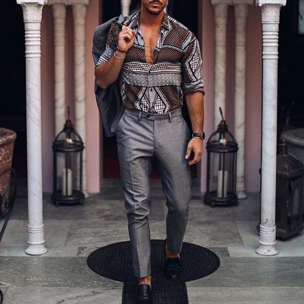 

тонкий fit рубашки мужчины streetwear этническом стиле граффити печать футболка с длинным рукавом весна мужчина социальная рубашка camisas, White;black