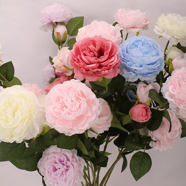 

3 heads peony artificial flowers home garden office decoration accessories diy wedding wall wedding arch road lead flowers